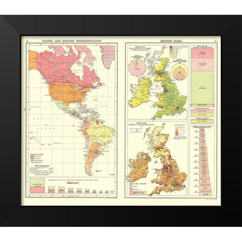 British Trade United Kingdom - Bartholomew 1907 Black Modern Wood Framed Art Print by Bartholomew