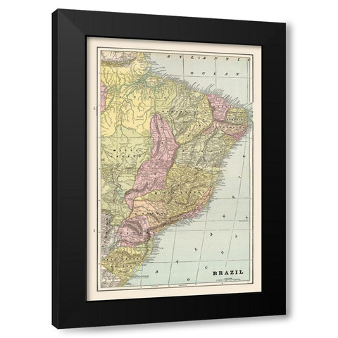South America Brazil - Cram 1892 Black Modern Wood Framed Art Print with Double Matting by Cram