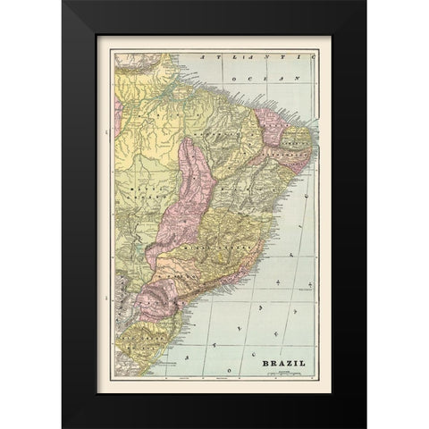 South America Brazil - Cram 1892 Black Modern Wood Framed Art Print by Cram