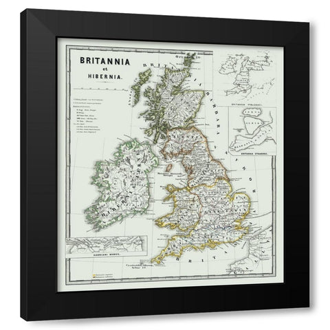 Britannia Hibernia United Kingdom - Spruner 1865 Black Modern Wood Framed Art Print with Double Matting by Spruner