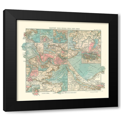Baltic Sea Ports England Ireland Scotland Black Modern Wood Framed Art Print with Double Matting by Perthes