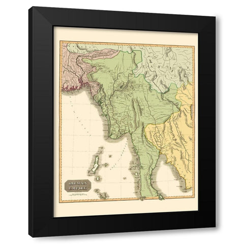 Empire Burma Asia - Thomson 1817 Black Modern Wood Framed Art Print with Double Matting by Thomson