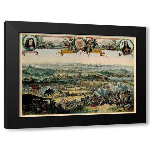 Asia Buginese Samboupo Indonesia Battle Black Modern Wood Framed Art Print with Double Matting by De Hooghe