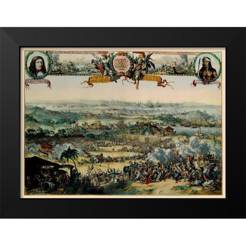 Asia Buginese Samboupo Indonesia Battle Black Modern Wood Framed Art Print by De Hooghe