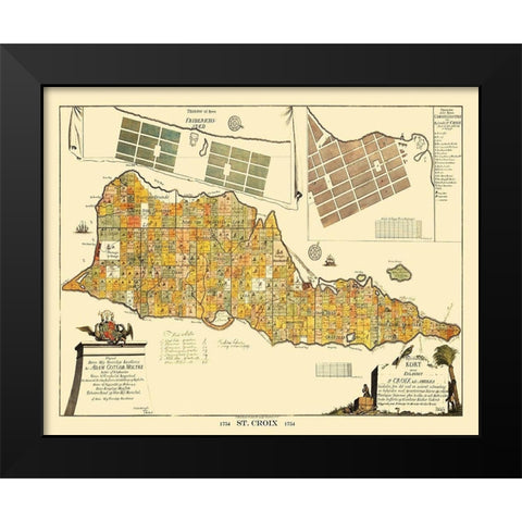 Saint Croix Island Landowner United States Black Modern Wood Framed Art Print by Beck