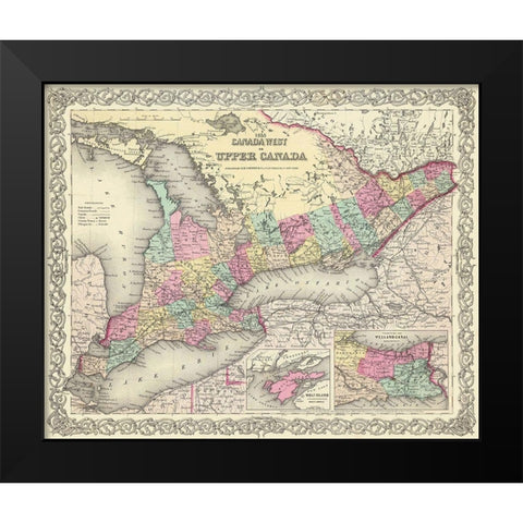 Upper Canada - Colton 1855 Black Modern Wood Framed Art Print by Colton