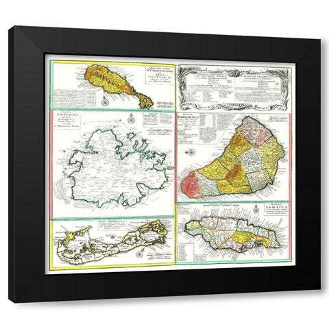 Islands of Caribbean West Indies Jamaica Barbados Black Modern Wood Framed Art Print with Double Matting by Unknown