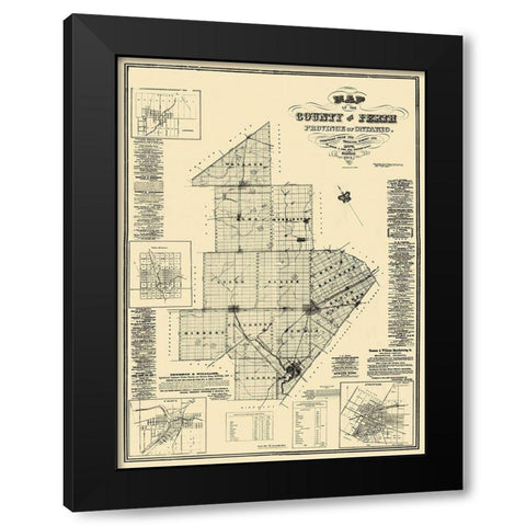 Perth County Ontario Canada - Kirk 1875 Black Modern Wood Framed Art Print by Kirk