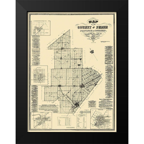 Perth County Ontario Canada - Kirk 1875 Black Modern Wood Framed Art Print by Kirk