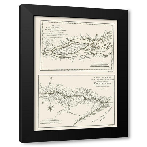 St Lawrence River Isle of Orleans Canada and US Black Modern Wood Framed Art Print by Bellin