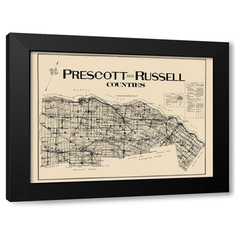 Prescott Russell Counties Canada - Lloyd 1923 Black Modern Wood Framed Art Print with Double Matting by Lloyd