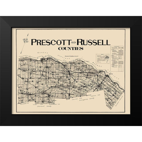 Prescott Russell Counties Canada - Lloyd 1923 Black Modern Wood Framed Art Print by Lloyd