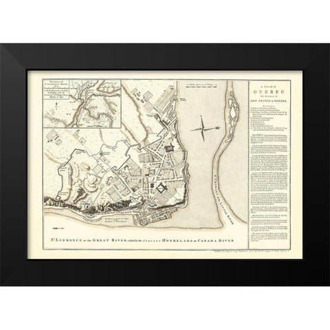 Quebec Town Plans Canada - Jeffreys 1758 Black Modern Wood Framed Art Print by Jeffreys