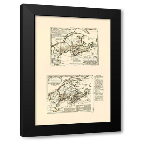 Nova Scotia Acadia Canada - Jeffreys 1713 Black Modern Wood Framed Art Print by Jeffreys