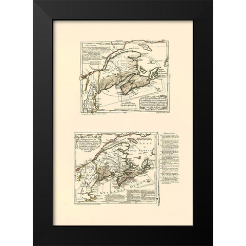 Nova Scotia Acadia Canada - Jeffreys 1713 Black Modern Wood Framed Art Print by Jeffreys