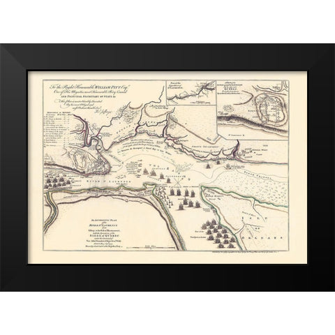 The Siege of Quebec - Jeffreys 1759 Black Modern Wood Framed Art Print by JEFFREYS
