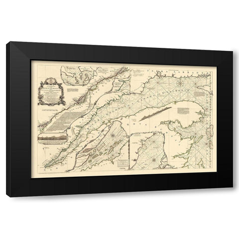 St Laurence River Fort Frontenac Isle Anticost Black Modern Wood Framed Art Print by Jeffreys