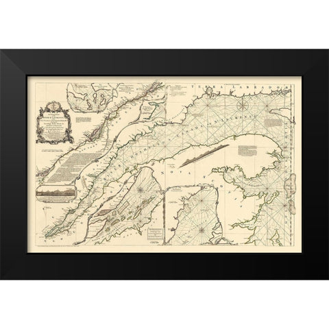 St Laurence River Fort Frontenac Isle Anticost Black Modern Wood Framed Art Print by Jeffreys