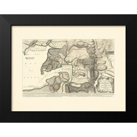 Shegnekto Bay French Forts and Settlements Black Modern Wood Framed Art Print by JEFFREYS