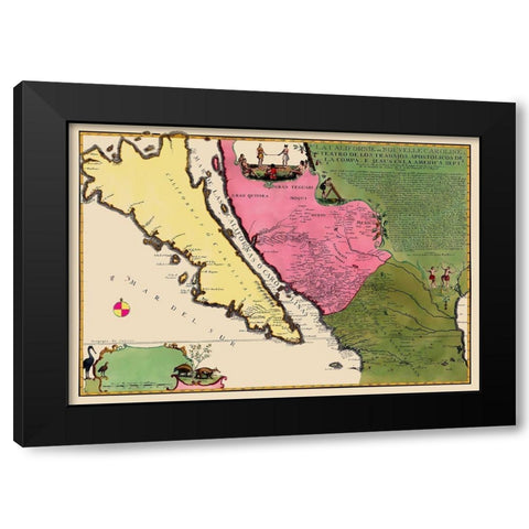 North America California Island - De Fer 1720 Black Modern Wood Framed Art Print with Double Matting by De Fer
