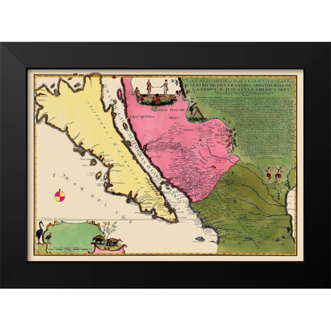 North America California Island - De Fer 1720 Black Modern Wood Framed Art Print by De Fer