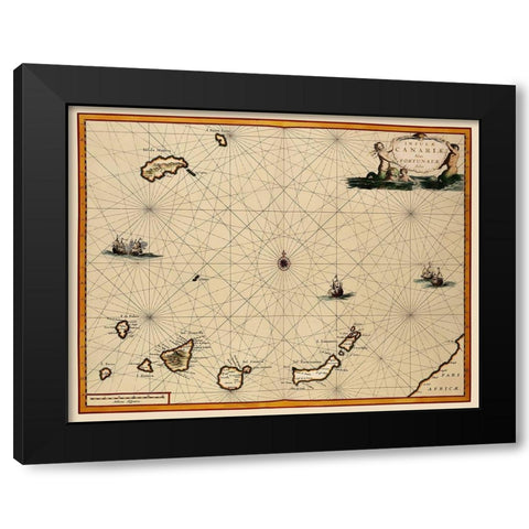 Canary Islands Spain - Ogilby 1667 Black Modern Wood Framed Art Print with Double Matting by Ogilby