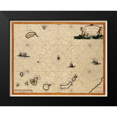 Canary Islands Spain - Ogilby 1667 Black Modern Wood Framed Art Print by Ogilby