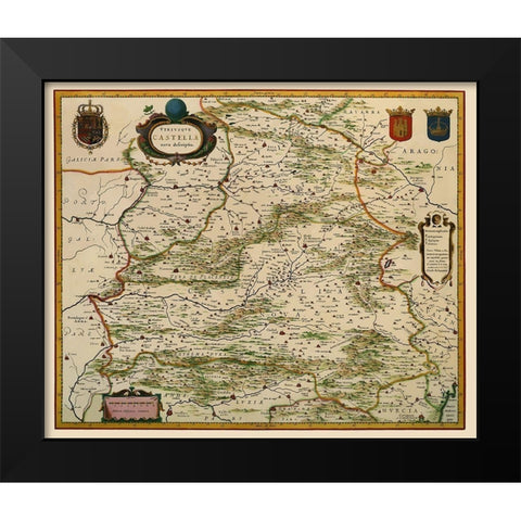 Castile Spain Iberian Peninsula - Blaeu 1635 Black Modern Wood Framed Art Print by Blaeu