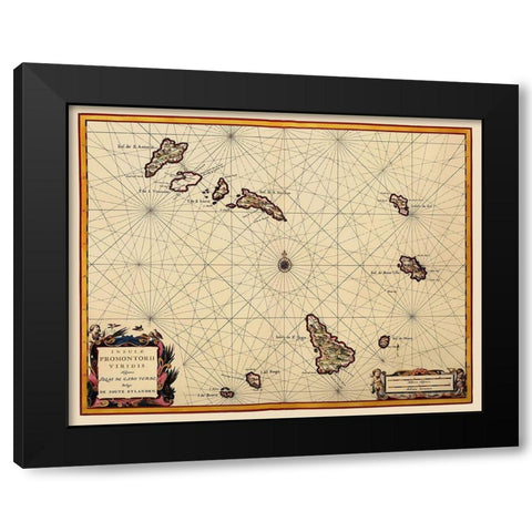 Africa Cape Verde Islands - Blaeu 1667 Black Modern Wood Framed Art Print by Blaeu