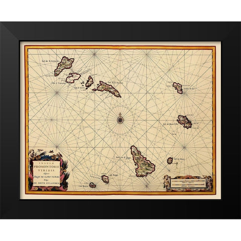 Africa Cape Verde Islands - Blaeu 1667 Black Modern Wood Framed Art Print by Blaeu