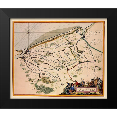 Calais Region France - Blaeu 1662 Black Modern Wood Framed Art Print by Blaeu