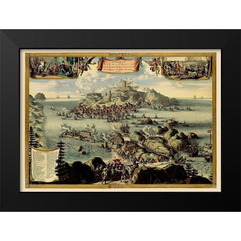Carlsten Fortress Marstrand Sweden - Fecit 1677 Black Modern Wood Framed Art Print by Fecit