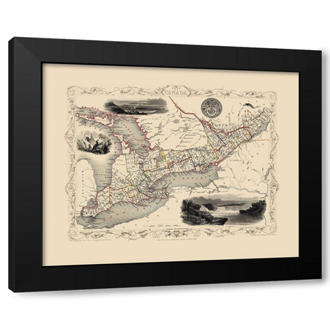 West Canada - Tallis 1851 Black Modern Wood Framed Art Print with Double Matting by Tallis