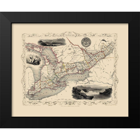 West Canada - Tallis 1851 Black Modern Wood Framed Art Print by Tallis