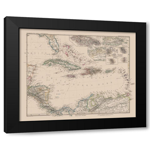Caribbean Venezuela Columbia Costa Rica Nicaragua Black Modern Wood Framed Art Print with Double Matting by Stieler