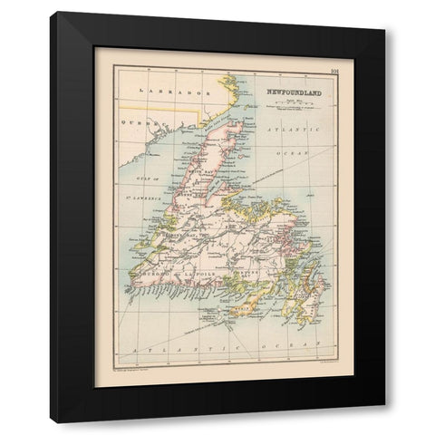 Newfoundland Canada - Bartholomew 1892 Black Modern Wood Framed Art Print with Double Matting by Bartholomew