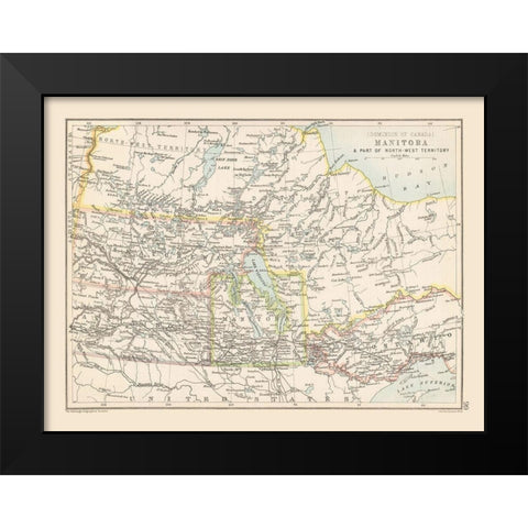Manitoba Canada - Bartholomew 1892 Black Modern Wood Framed Art Print by Bartholomew