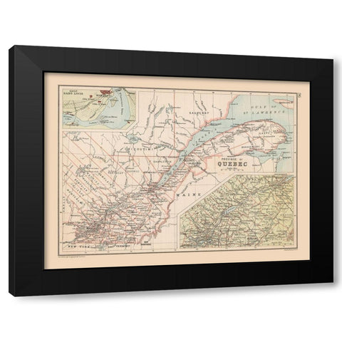 Quebec Canada - Bartholomew 1892 Black Modern Wood Framed Art Print with Double Matting by Bartholomew