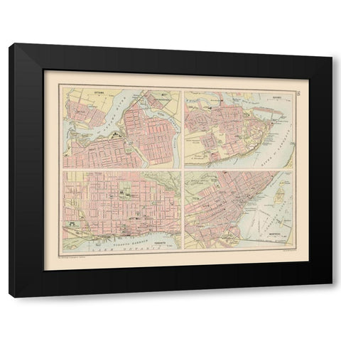 Canadian Cities - Bartholomew 1892 Black Modern Wood Framed Art Print with Double Matting by Bartholomew