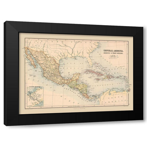 Mexico Guatemala Honduras Nicaragua Costa Rica Black Modern Wood Framed Art Print with Double Matting by Black