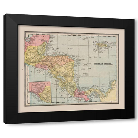 Honduras Guatemala Nicaragua Costa Rica Panama Black Modern Wood Framed Art Print with Double Matting by Cram