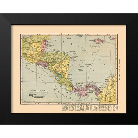 Guatemala Honduras Nicaragua Costa Rica Panama Black Modern Wood Framed Art Print by Hammond