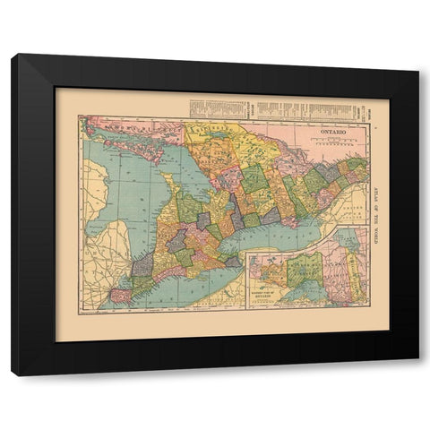 Ontario Canada - Hammond 1910 Black Modern Wood Framed Art Print with Double Matting by Hammond