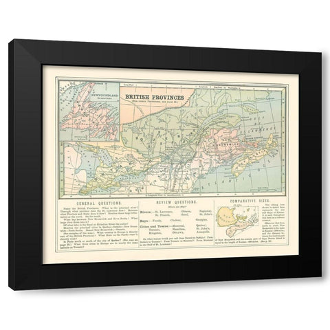 British Provinces Canada - Monteith 1882 Black Modern Wood Framed Art Print by Monteith