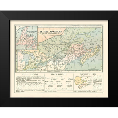 British Provinces Canada - Monteith 1882 Black Modern Wood Framed Art Print by Monteith