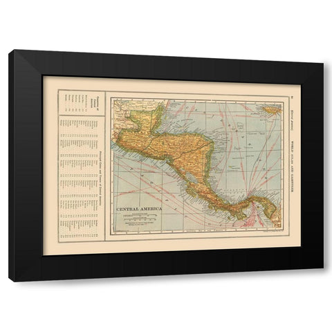 Guatemala Honduras Nicaragua Costa Rica Panama Black Modern Wood Framed Art Print by Reynold
