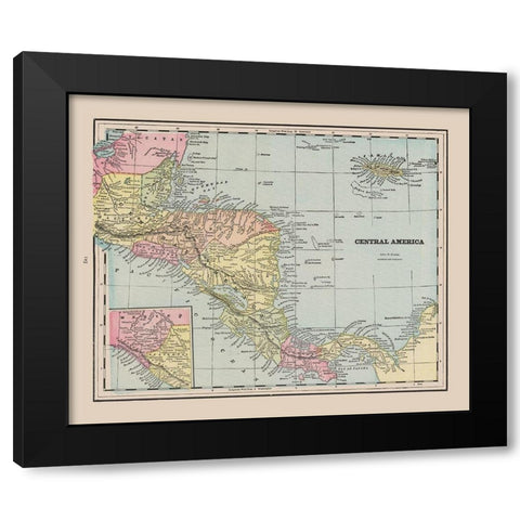 Guatemala Honduras Nicaragua Costa Rica Panama Black Modern Wood Framed Art Print with Double Matting by Cram
