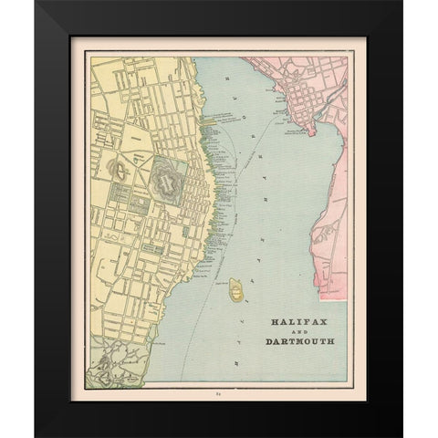 Halifax Dartmouth Canada - Cram 1892 Black Modern Wood Framed Art Print by Cram