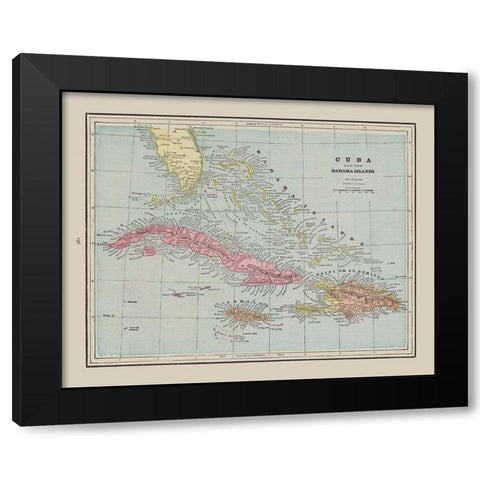 Central America Cuba Bahama Islands - Cram 1892 Black Modern Wood Framed Art Print with Double Matting by Cram