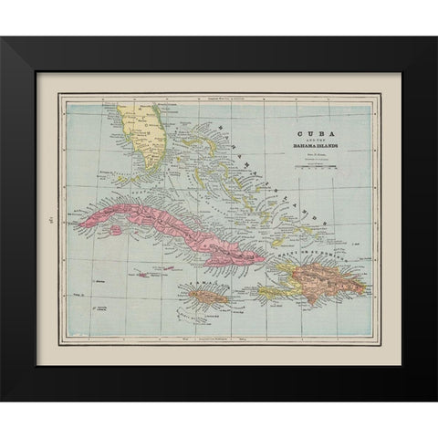 Central America Cuba Bahama Islands - Cram 1892 Black Modern Wood Framed Art Print by Cram